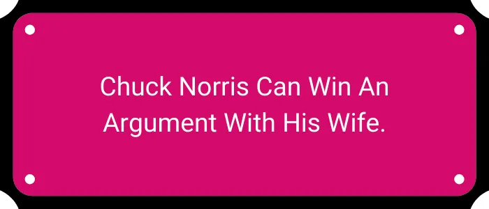 Chuck Norris can win an argument with his wife.