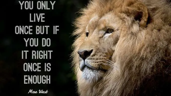 “You only live once, but if you do it right, once is enough.” - Mae West